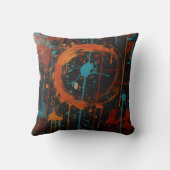Coussin d'art de chat noir couleur moderne (Verso)