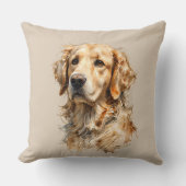 Coussin d'art de chien Retriever doré (Recto)