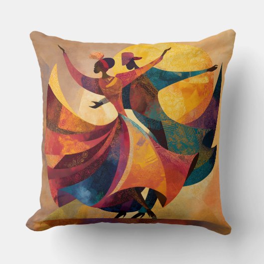 Coussin d'art de danse de couple africain (Recto)