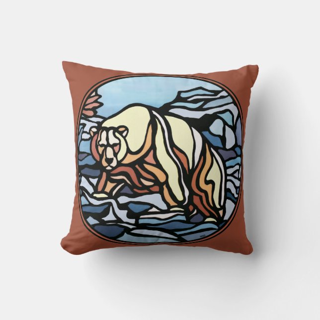 Coussin d'art de l'ours tribal Premières nations O (Recto)