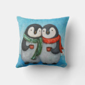 Coussin d'art de pingouin de carreau de couples de (Verso)