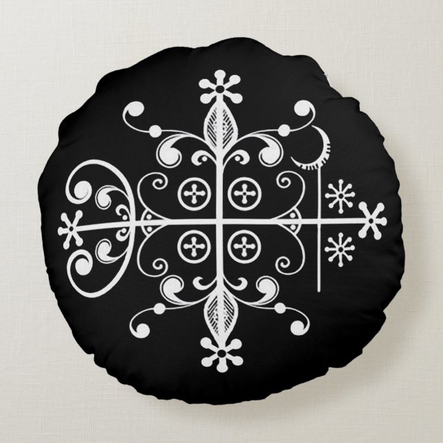 Coussin d'art de Veve de vaudou de Legba de papa (Dos)