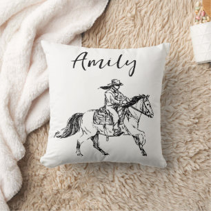 Coussin d'art équestre tiré à la main avec nom per