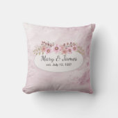 Coussin Date d'anniversaire Rose Abstrait Avec Bouquet (Recto)