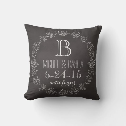 Coussin Date de mariage personnalisée de monogramme de (Recto)