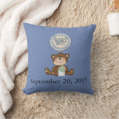 Coussin Date personnalisée Ours en peluche avec ballon (Couverture)