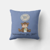 Coussin Date personnalisée Ours en peluche avec ballon (Verso)