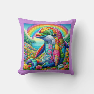 Coussin Dauphin arc-en-ciel incliné délice