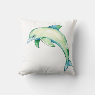Coussin Dauphin d'aquarelle Abstrait avec étoiles de mer
