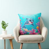 Coussin 🐬 Dauphin de dessin animé joyeux éclaboussant de (Chaise)