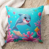 Coussin 🐬 Dauphin de dessin animé joyeux éclaboussant de (Couverture)