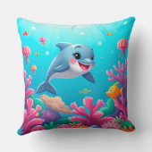 Coussin 🐬 Dauphin de dessin animé joyeux éclaboussant de (Verso)