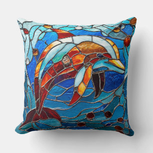 Coussin Dauphin en verre coloré
