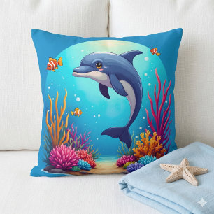 Coussin Dauphin géant dans le récif corallien vibrant