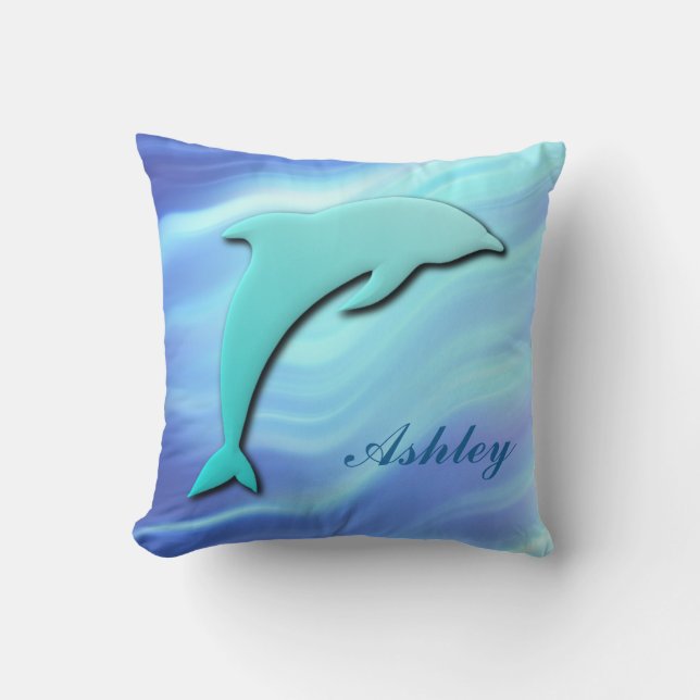 Coussin Dauphin sauteur personnalisable effet 3D monogramm (Recto)