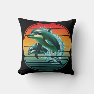 Coussin Dauphin Vintage Océan Créature Marine Dauphins