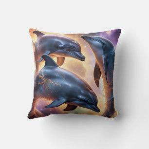 Coussin Dauphins et méduses cosmiques dans l'espace