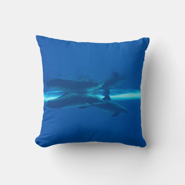 Coussin Dauphins et réflexions (Recto)