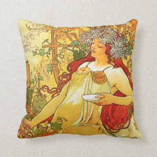 Coussin d'automne d'Alphonse Mucha