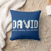 Coussin David boys nom signifiant pixels bleus jeux de tex (Couverture)