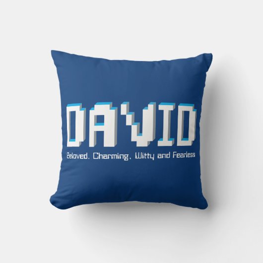 Coussin David boys nom signifiant pixels bleus jeux de tex (Recto)