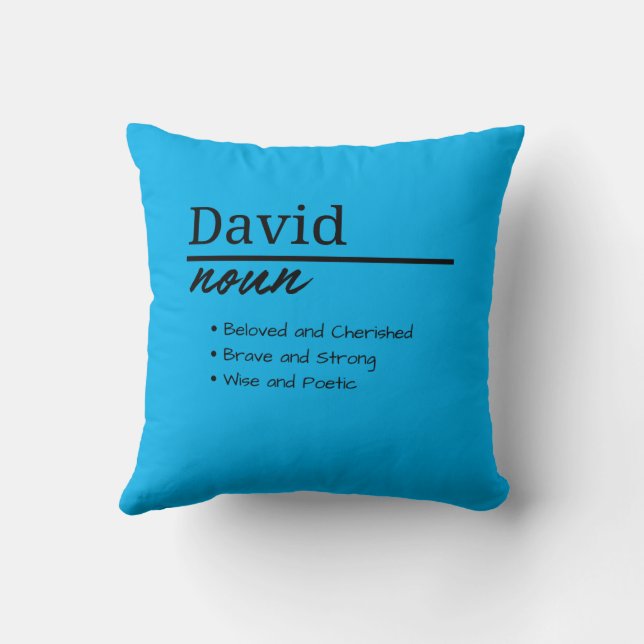 Coussin David, Garçon Nom Personnalisé Définition (Verso)