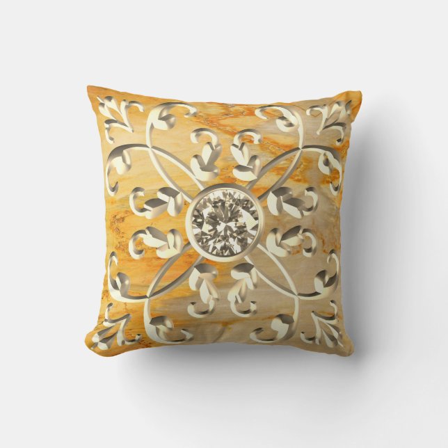 Coussin Dazzling Gold Gem Mandala (Recto)