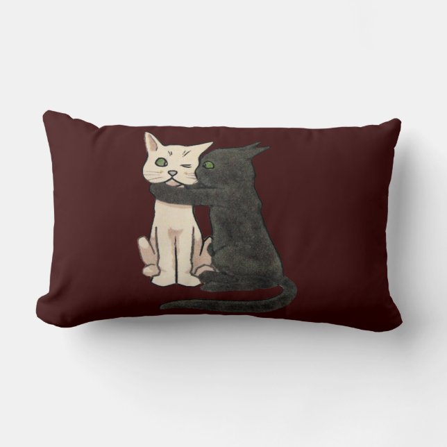 Coussin de baiser mignon de couples de chat de (Recto)