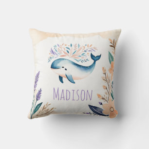 Coussin de baleines Boho Floral sur mesure -