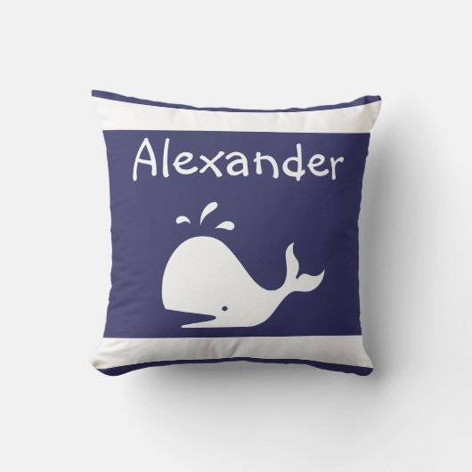 coussin de baleines Personnaliser avec le nom Bleu (Recto)