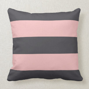 Coussin de bande gris et blanc