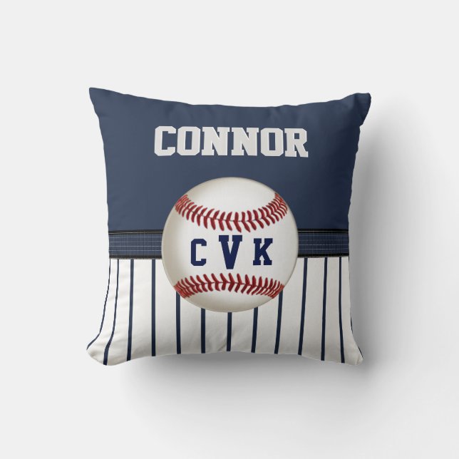 Coussin de base-ball à rayures blanches et de mari (Recto)