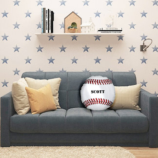 Coussin de baseball blanc et rouge personnalisé