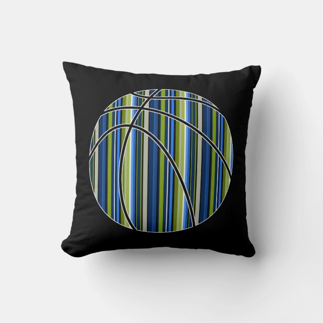 Coussin de basket-ball à rayures bleu Sport (Recto)