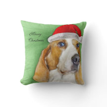 coussin de Basset Hound de Noël