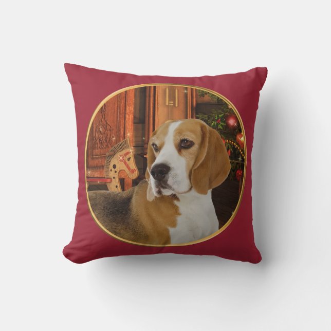 Coussin de beagle de Noël (Recto)