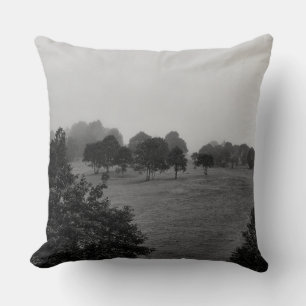 Coussin De beaux arbres et la nature dans le brouillard