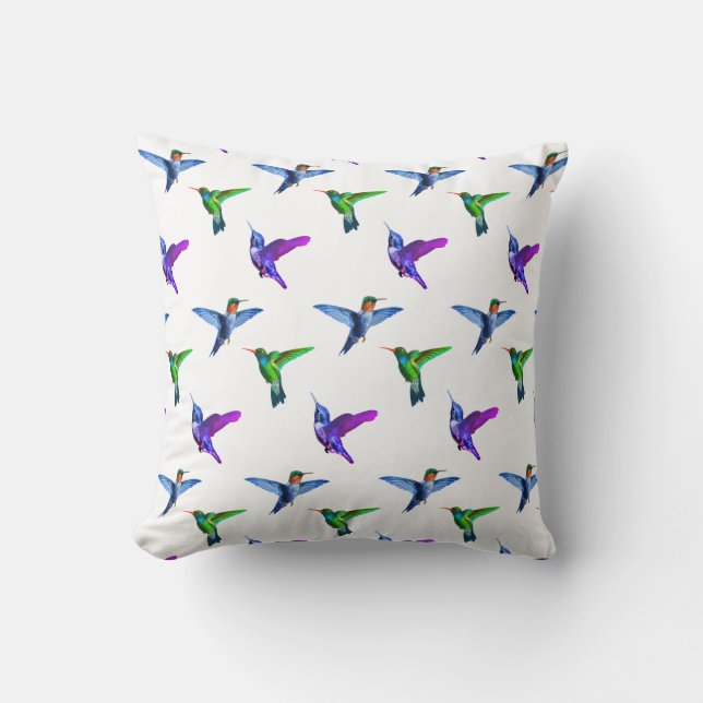 Coussin De beaux colibris sur fond blanc  (Recto)