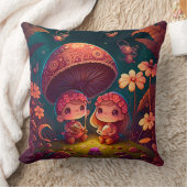 Coussin De beaux elfes mignons jouent sous les champignons (Couverture)