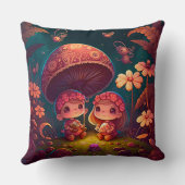 Coussin De beaux elfes mignons jouent sous les champignons (Verso)