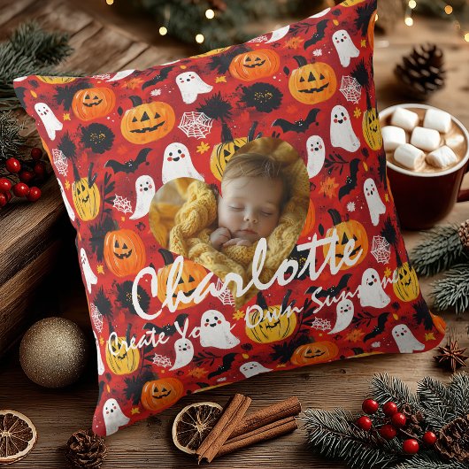 Coussin de bébé d'Halloween avec photo et citation