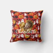 Coussin de bébé d'Halloween avec photo et citation (Verso)