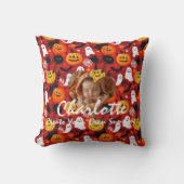 Coussin de bébé d'Halloween avec photo et citation (Recto)