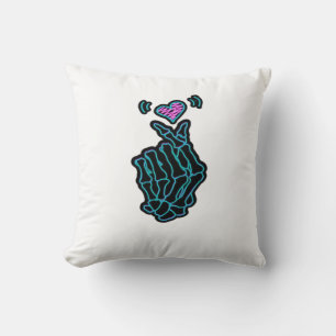 Coussin De Belles Mains De Squelette Avec Un Signal Coeur 