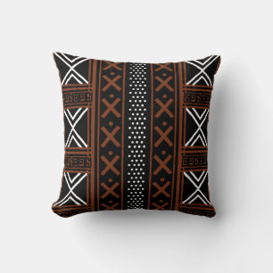 Coussin de Bogolan africain en tissu de boue