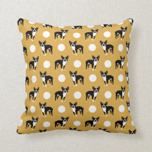 Coussin de Boston Terrier Cute Motif Mustard