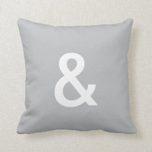 coussin de bouton & (ampersand), gris et blanc