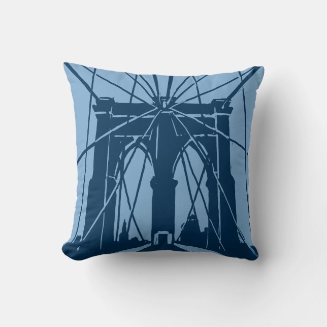 Coussin De Brooklyn de pont de carreau bleu profondément (Recto)