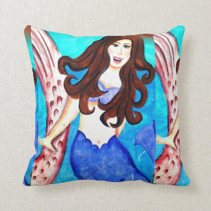 coussin de brunette mermaid