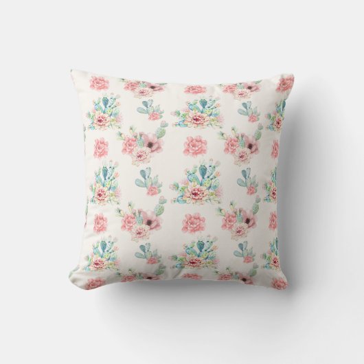 Coussin de Cactus à l'Aquarelle 16×16 (Recto)